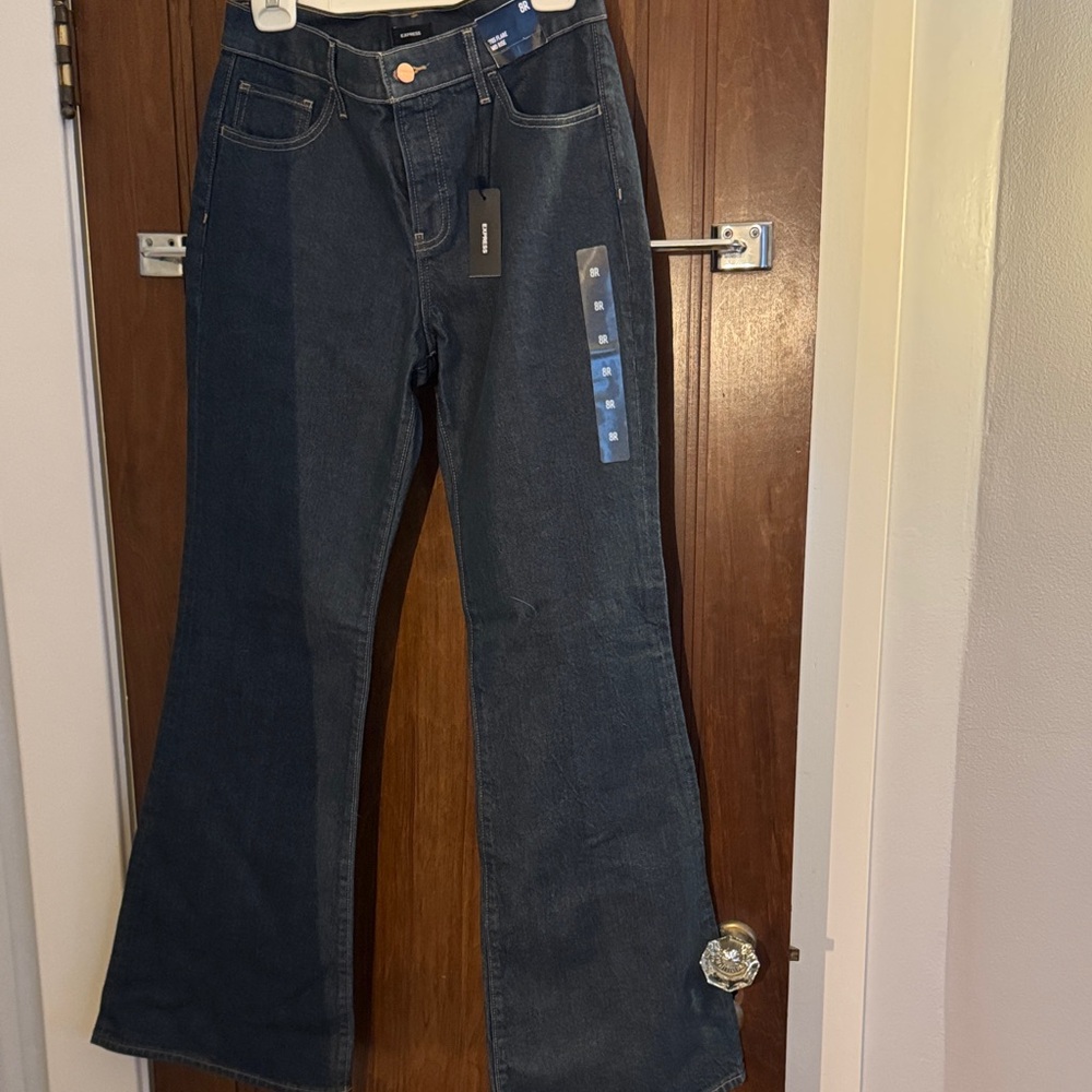 Express Dark Indigo Flare Jeans